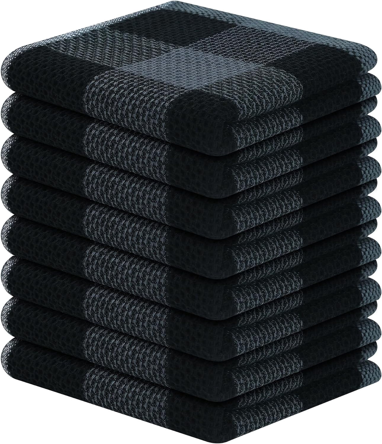 100% Cotton Waffle Weave Plaid Dish Cloths, 12 x 12 Inches, Super Soft ...