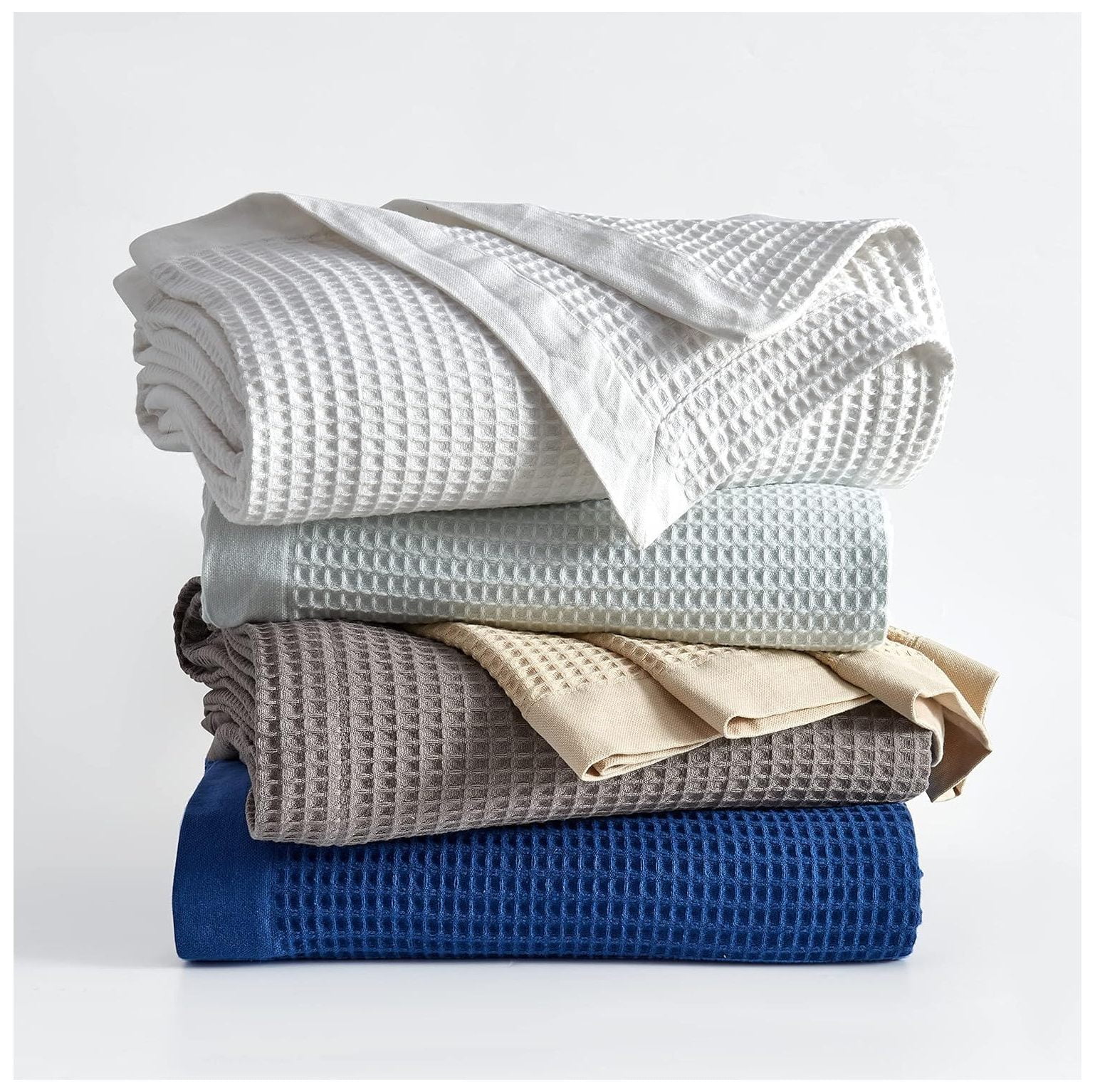 100 Cotton Waffle Weave Thermal Blanket. Super Soft Season Layering. Mikala Collection (Full