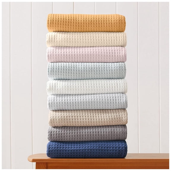 100% Cotton Waffle Weave Thermal Blanket. Super Soft Season Layering. Mikala Collection (King, Dark Grey)