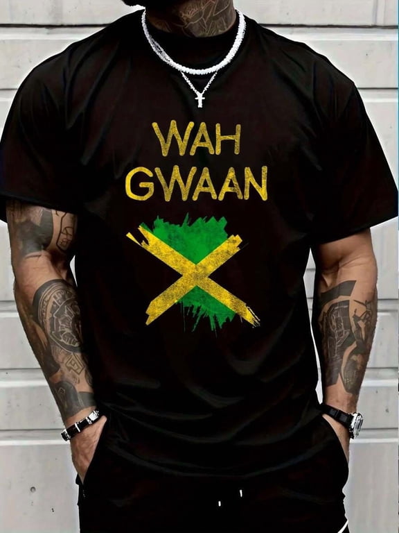 100% Cotton Wah Gwaan Jamaica Flag Jamaican Pride Reggae Vacation TShirt T-Shirt Women's Men Graphic Tee