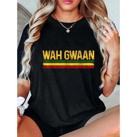 100% Cotton Wah Gwaan Jamaican Pride Reggae Music Funny T-Shirt