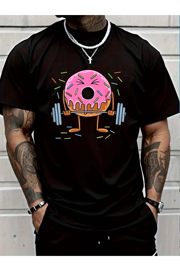 100% Cotton Weightlifing - Funny Fitness Workout Gym Donut Lover T-Shirt Graphic T-shirts for men and women