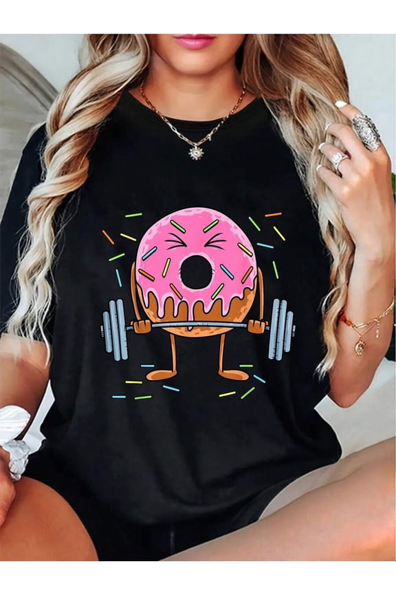 100% Cotton Weightlifing - Funny Fitness Workout Gym Donut Lover T-Shirt