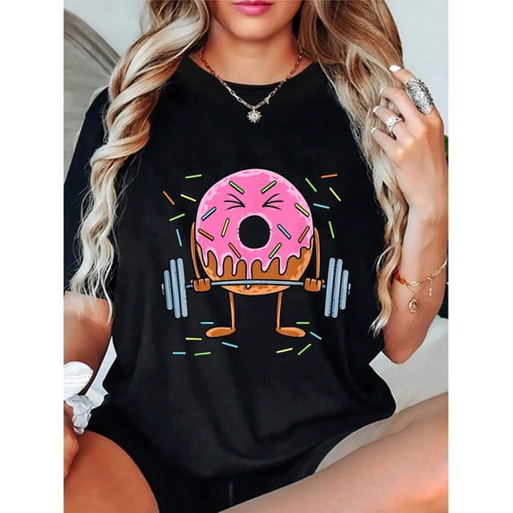 100% Cotton Weightlifing - Funny Fitness Workout Gym Donut Lover T-Shirt