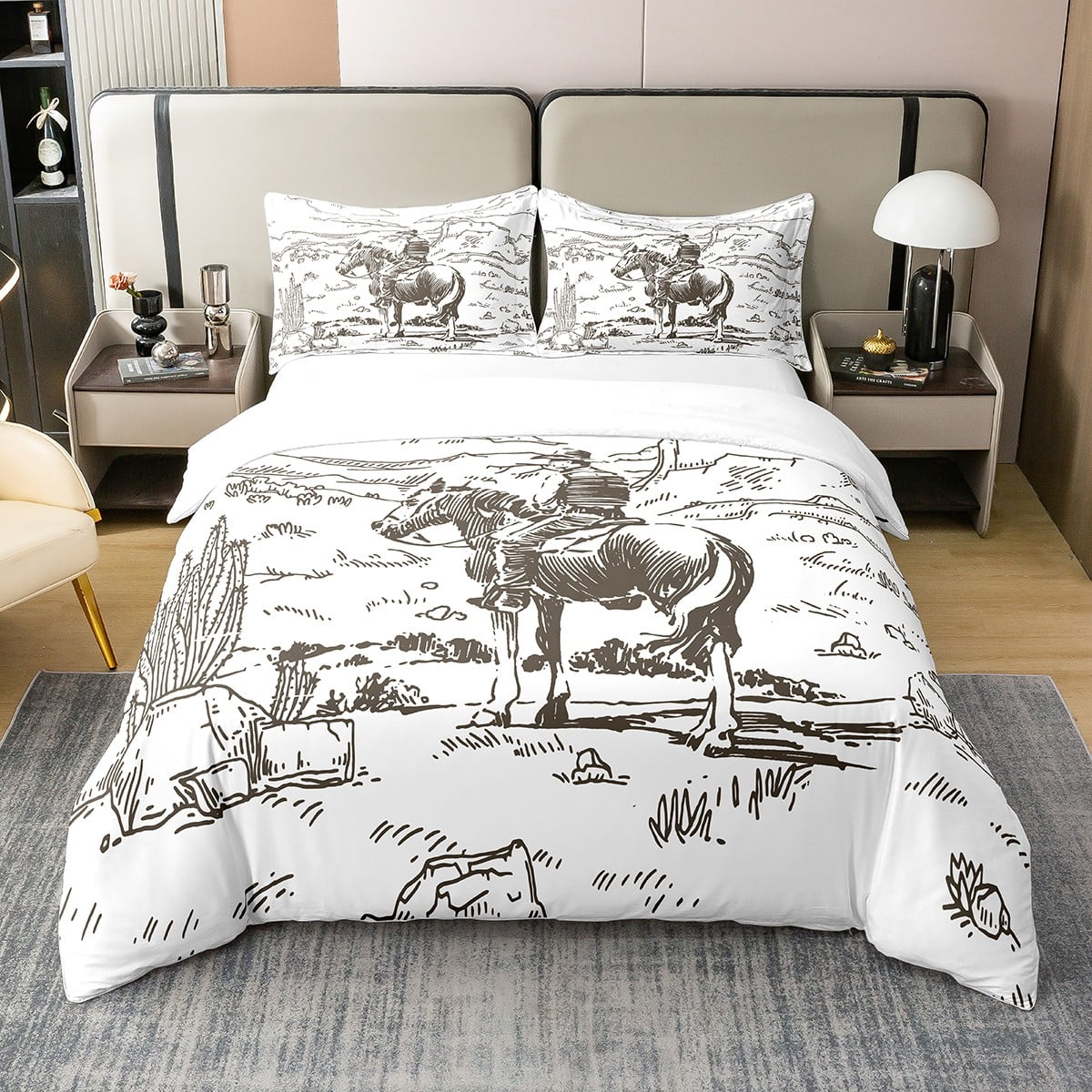 100 Cotton Western Bedding Queen,Farmhouse Cowboy Duvet Cover Western