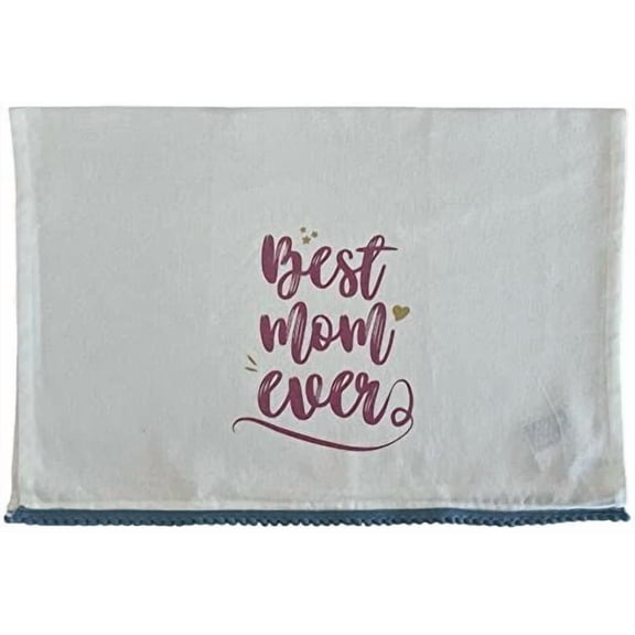100% Cotton White Funny Quote Best Mom Ever Kitchen Towel/Dish Cloth/Tea Towel S