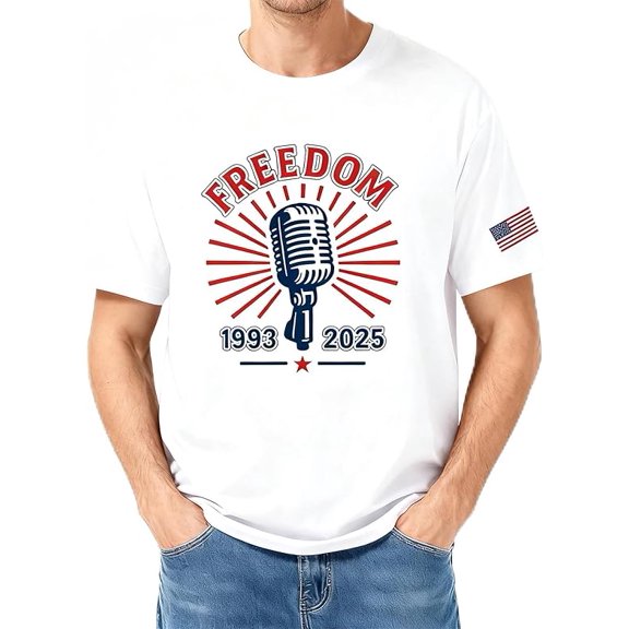 100 Cotton White T-Shirt Freedom Patriotic T-shirt Short Sleeve Fashion Loose Casual Short TShirt Round Neck Casual Tops for Men