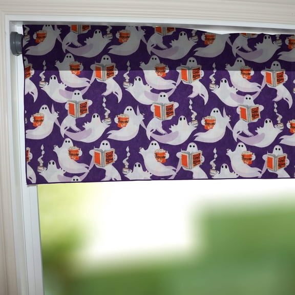 100% Cotton Window Valance 42" Wide Halloween Ghosts Purple