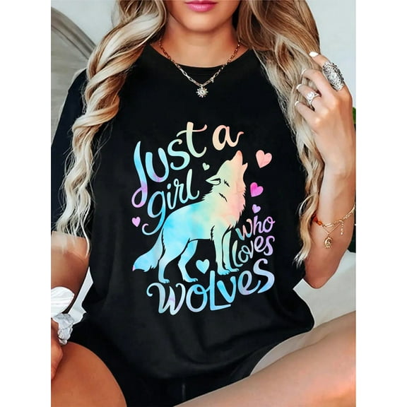 100% Cotton Wolf Lover Just A Girl Who Loves Wolves T-Shirt