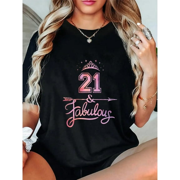 100% Cotton Women 21 Years Old And Fabulous Happy 21st Birthday T-Shirt