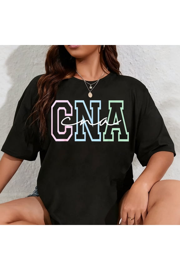 100% Cotton Women CNA Shirt for Nursing Assistants Healthcare RN T-Shirt