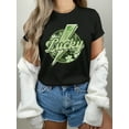 100% Cotton Women's St. Patrick's Day Lucky Graphic Tee,Applique Detail ...