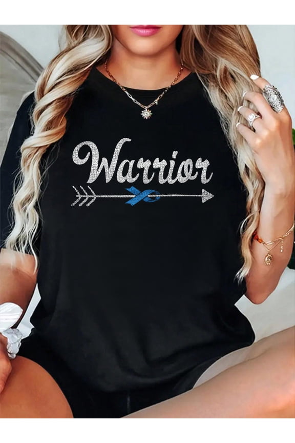 100% Cotton Womens Colon Cancer Awareness Colonoscopy Warrior Survivor Gift V-Neck T-Shirt.jp Women's Men's Graphic Tee Casual Tops