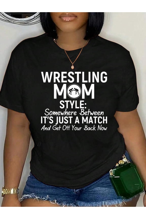 100% Cotton Womens Funny Wrestling mom Lover For Mama Wrestler Mothers T-Shirt Women's Men's Graphic Tee Casual Tops