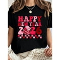 thumbnail image 1 of 100% Cotton Womens Happy New Year 2026 Groovy Family New Years Eve Party Women T-Shirt Summer Tees Women, 1 of 7