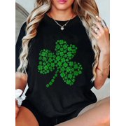 100% Cotton Womens Lucky Irish Shamrock St Printed Cotton T-Shirts For Summer, Soft And Breathable, Fashionable