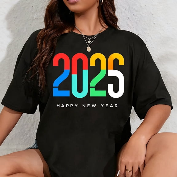 100% Cotton Womens New Year Short Sleeve T Shirts Crewneck Summer Trendy Solid Basic Tee Tops Casual Summer Loose Fit Shirts