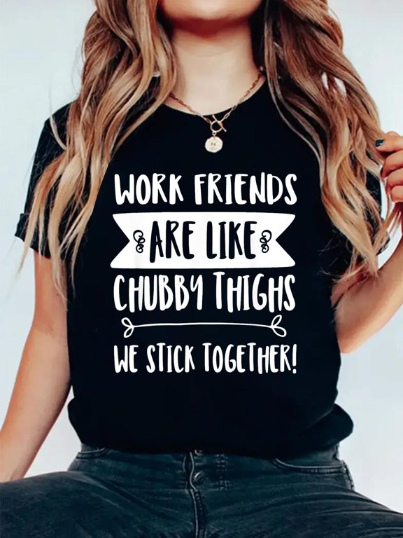 100% Cotton Work Friends Stick Together - Cute Work Besties T-Shirt Women's Graphic Tee Casual Tops