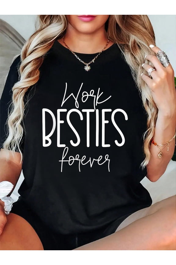 100% Cotton Work Friends Work Besties Matching Employee Coworker Leaving T-Shirt Women's Men's Graphic Tee Casual Tops
