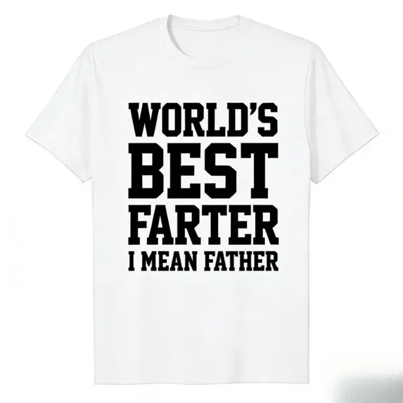 100% Cotton World Best Farter I Mean Father T-Shirt Cotton Crew Neck Short Sleeve Casual Classic Graphic Tee for Men Comfortable Versatile Everyday Wear Golf Gift T-Shirt For Men and Women