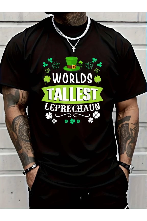 100% Cotton World's Tallest Leprechaun St Patrick's Day Funny Irish T-Shirt Graphic T-shirts for men and women