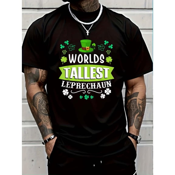 100% Cotton World's Tallest Leprechaun St Patrick's Day Funny Irish T-Shirt Graphic T-shirts for men and women