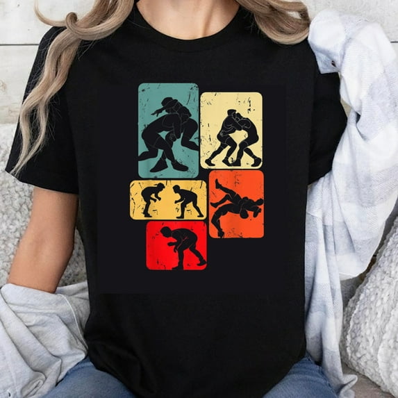 100% Cotton Wrestling Sport Graphic T-Shirt Vintage Style Men Women Unisex Casual Wear Athletic Design Gift for Wrestlers