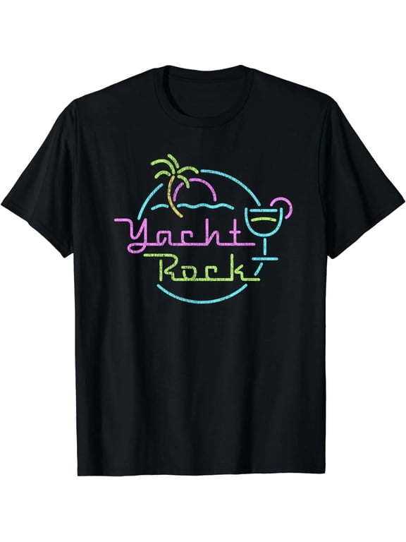 100% Cotton Yacht Rock T-Shirt Faded Cocktail Hour Graphic Tee for Adults Men Women Vintage Music Shirt Short Sleeve Casual Unisex Summer Gift
