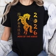 thumbnail image 1 of 100% Cotton Year Of The Horse 2026 Chinese New Year Zodiac Animal Horse Design Happy New Year T-Shirt, 1 of 5