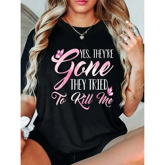 100% Cotton Yes They Are Gone Awareness Mastectomy Breast Cancer T-Shirt Casual Tops