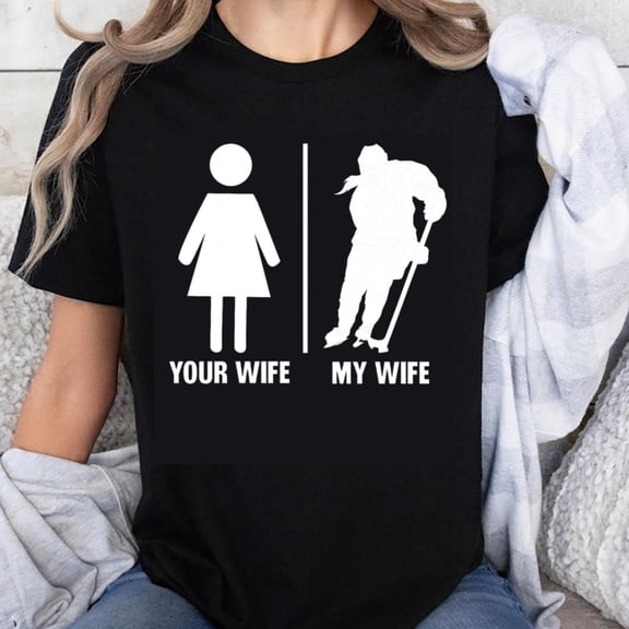 100% Cotton Your Wife My Wife Skiing T-Shirt