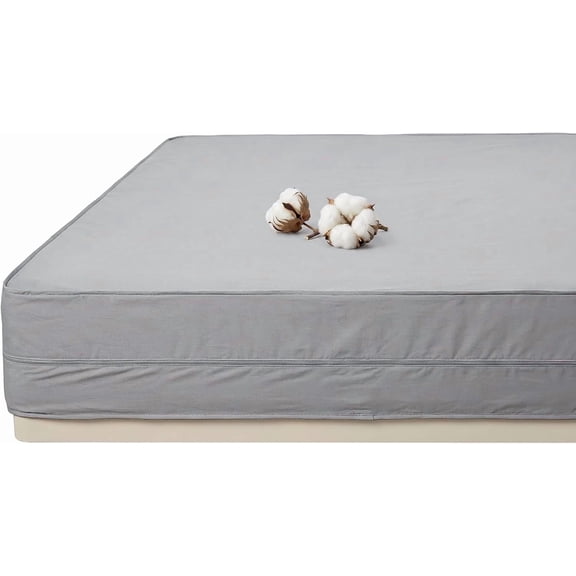 100% Cotton Zippered Mattress Encasement Bed Bug and Dust Mite Proof Hypoallergenic Protector Gray King 16 Inch Deep
