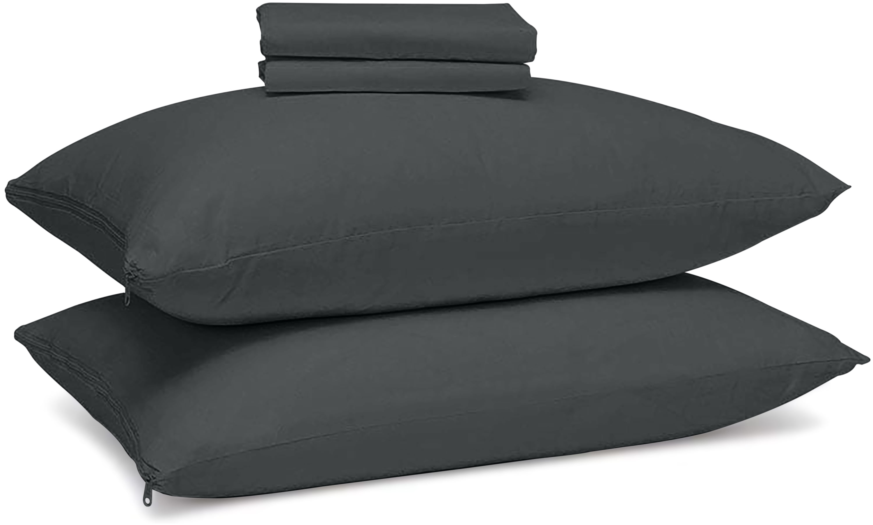 King Size Charcoal Cotton Hypoallergenic Pillow Protectors - 2 Pack