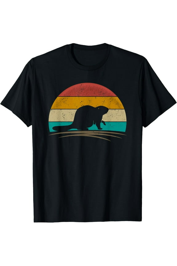 100% Cotton for Both Men and WomenBeaver Retro Vintage Castor Rodent Animal Beaver Lover T-Shirt