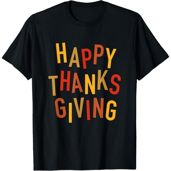 100% Cotton for Both Men and WomenFall Color Cute Adorable Happy Thanksgiving Design T-Shirt