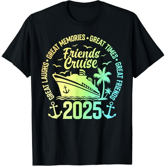 100% Cotton for Both Men and WomenFriends Cruise 2025 Vacation Trip Cruising Friends Matching T-Shirt