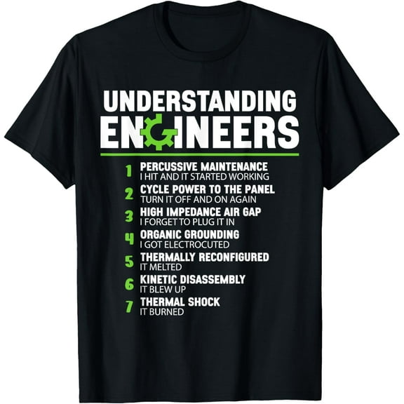 100% Cotton for Both Men and WomenFunny Engineer Gifts Understanding Engineers Men Black Cotton Blend T-Shirt