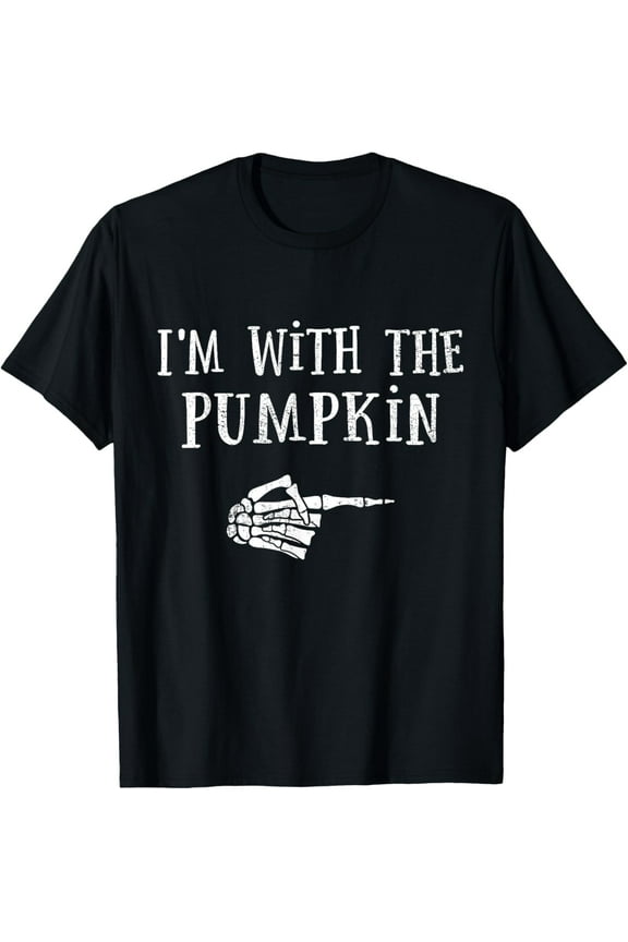 100% Cotton for Both Men and WomenIm with pumpkin matching partner couple costume halloween T-Shirt