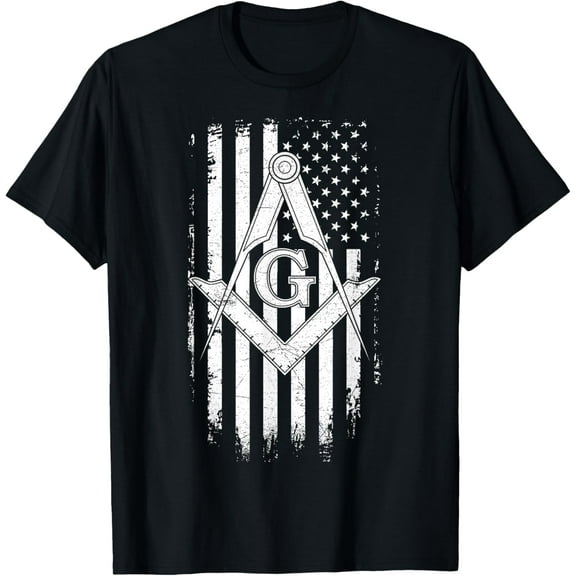 100% Cotton for Both Men and WomenMasonic American Flag Square and Compass - Freemason T-Shirt T-Shirt