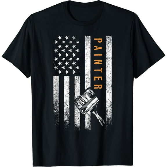 100% Cotton for Both Men and WomenPainter American Flag Design Painting Women Men T-Shirt
