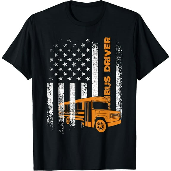 100% Cotton for Both Men and WomenPatriotic Bus Driver USA American Flag - School Bus Driver T-Shirt
