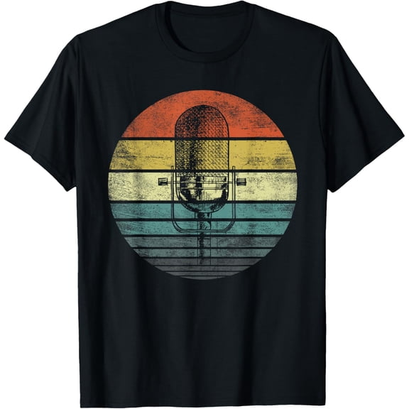 100% Cotton for Both Men and WomenSinger Vocalist Musician Gift Funny Retro Microphone Singing T-Shirt