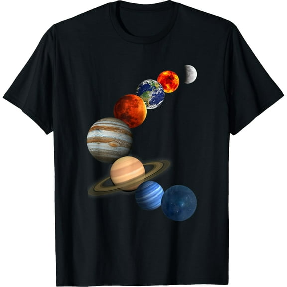100% Cotton for Both Men and WomenSolar System T shirt The planets in our galaxy T-Shirt