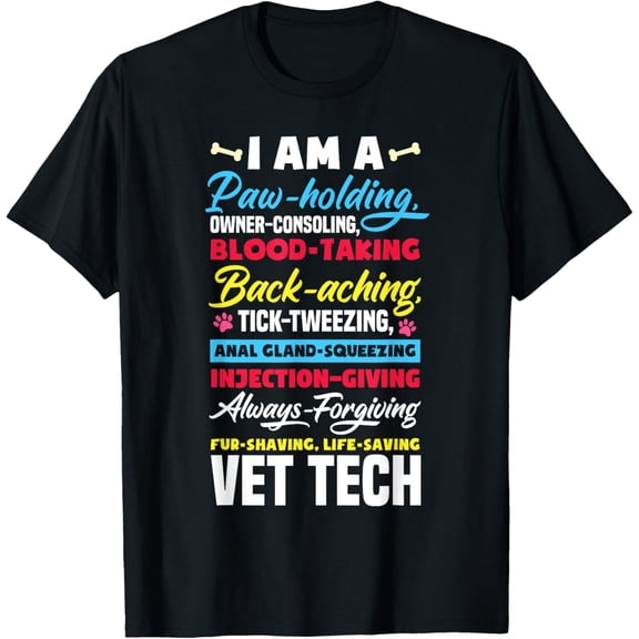 100% Cotton for Both Men and WomenVet Tech Paw Holding Funny Veterinary Technician T-Shirt