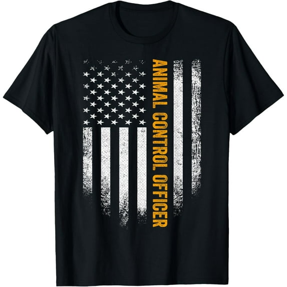 100% Cotton for Both Men and WomenVintage USA Animal Control Officer American Flag Patriotic T-Shirt