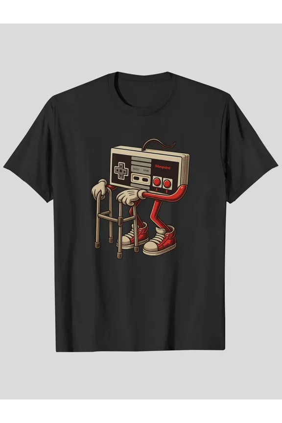 100% Cotton graphic t-shirts, Fitted, for men's clothing,Men'S And Boys Retro Gaming Pattern T-Shirt - Video Game Console Design, Black Casual T-Shirt, Short Sleev Golf Gift T-Shirt For Men and Women
