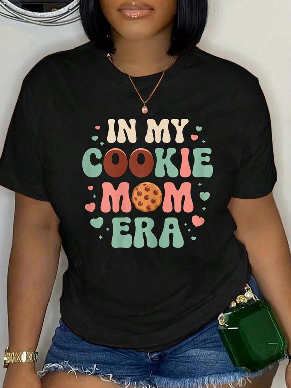 100% Cotton in My Cookie Mom Era Scouting Scout Mom T-Shirt Women's Graphic Tee Casual Tops