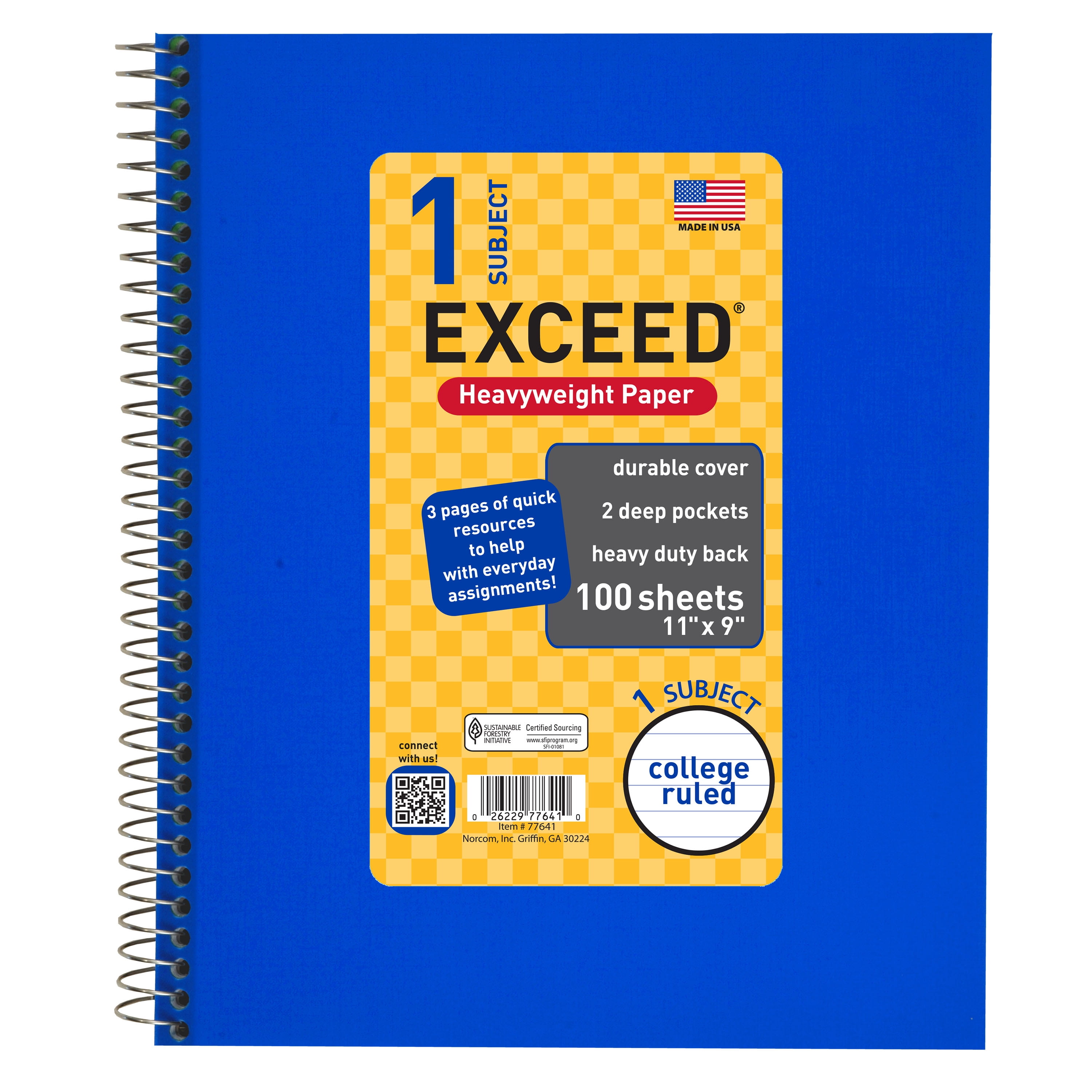 100 Count 1 Subject Blue Exceed Notebook, 11