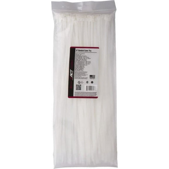(100 Count) 14" Off-White Nylon Standard Cable Ties, 50 Lb Tensile Strength