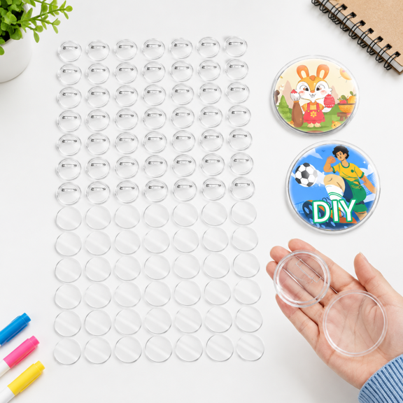 100 Count 2.3 Inch Customizable Button Pins for DIY Projects, Backpacks, Jackets, and Gifts